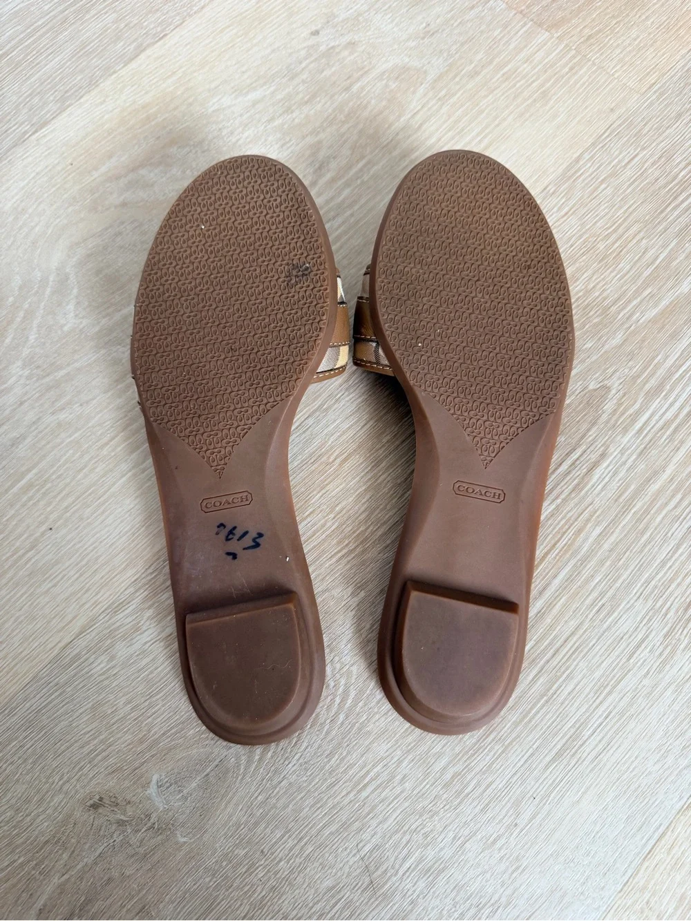 Vintage Y2K Coach Pattie Horsebit Signature Canvas Leather Slide Sandals Flats 6